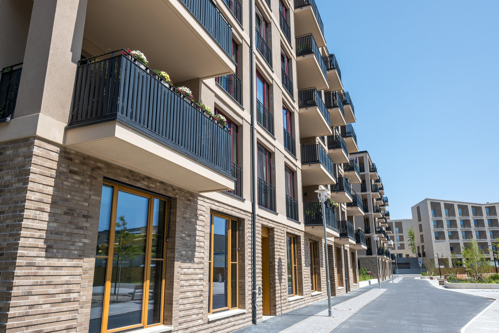 New residential buildings in a development area